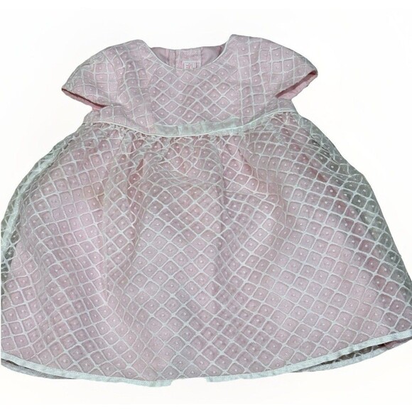 Designer Mayoral Summer Party Dress Smart Pink Lace Overlay Size 12mos - Picture 3 of 6